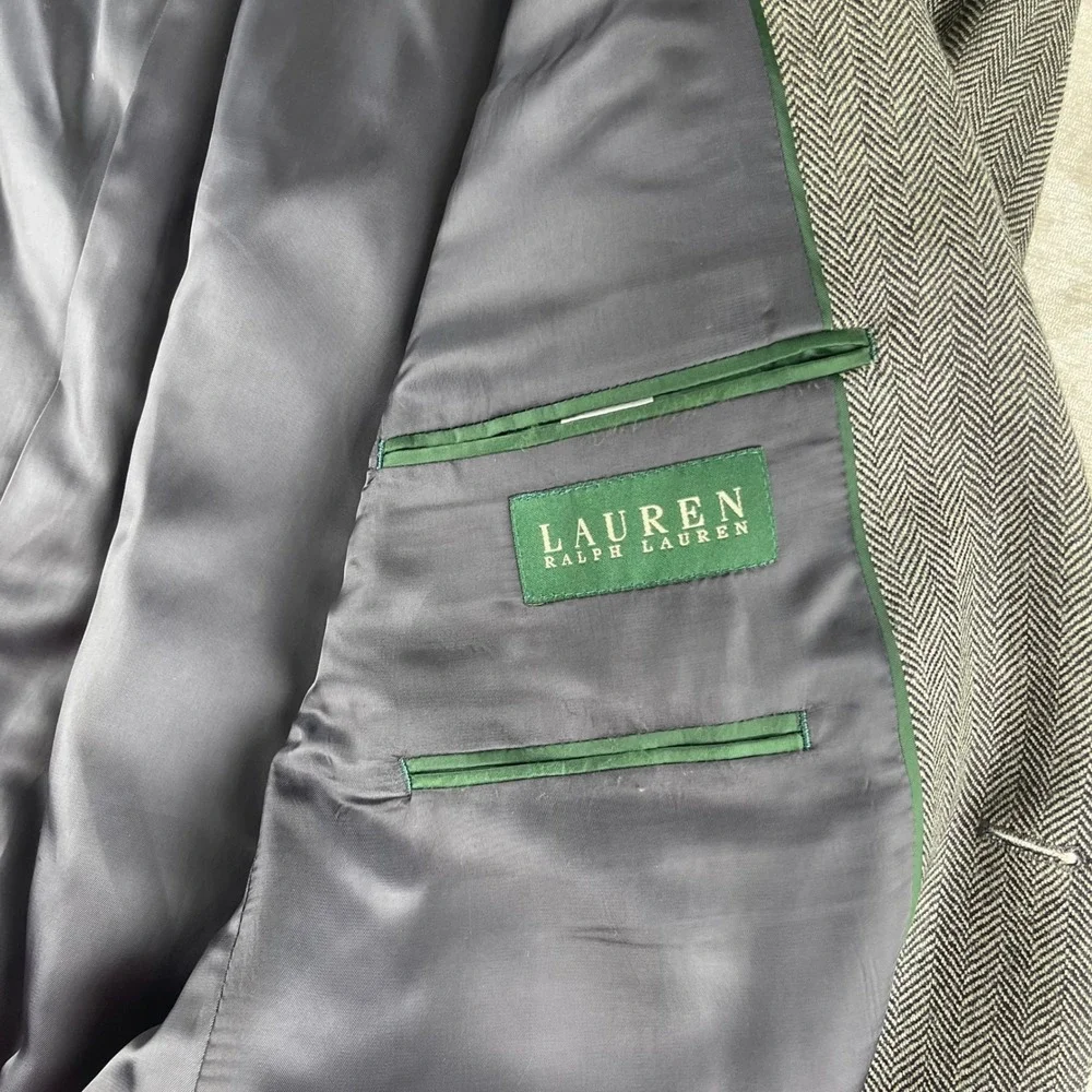 Lauren‎ Ralph Lauren Sport Coat Mens 42R Gray Excellent Herringbone Lambswool